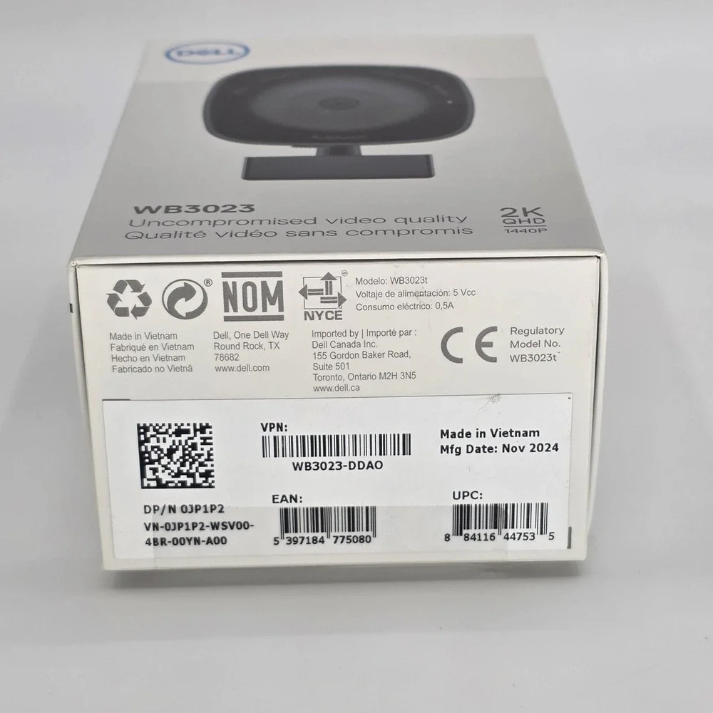 NEW Dell Webcam Camera WB3023 (2K QHD 1440p) OEM Genuine Factory Sealed HDR